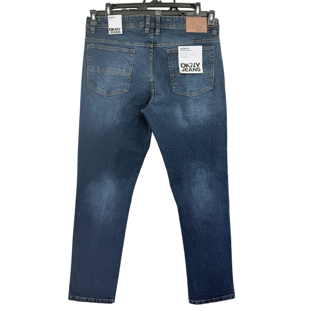 DKNY Jeans Men's Blue Five Pockets Slim Fit Stretch Denim Jeans 38x32 Zip NWT